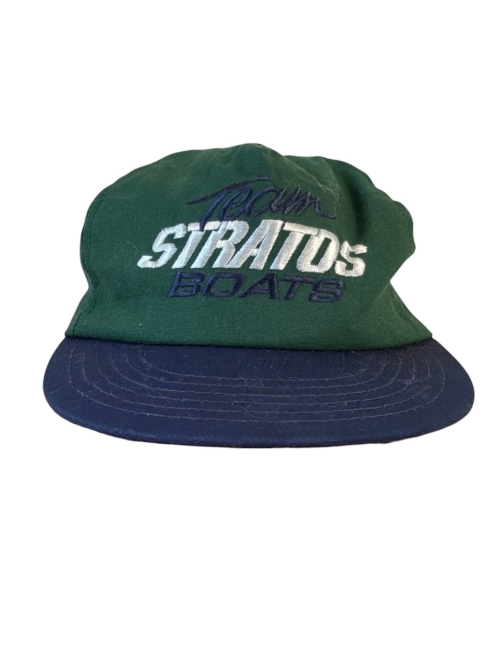 Vintage Rare Team Stratos Boats Green and Blue Cap